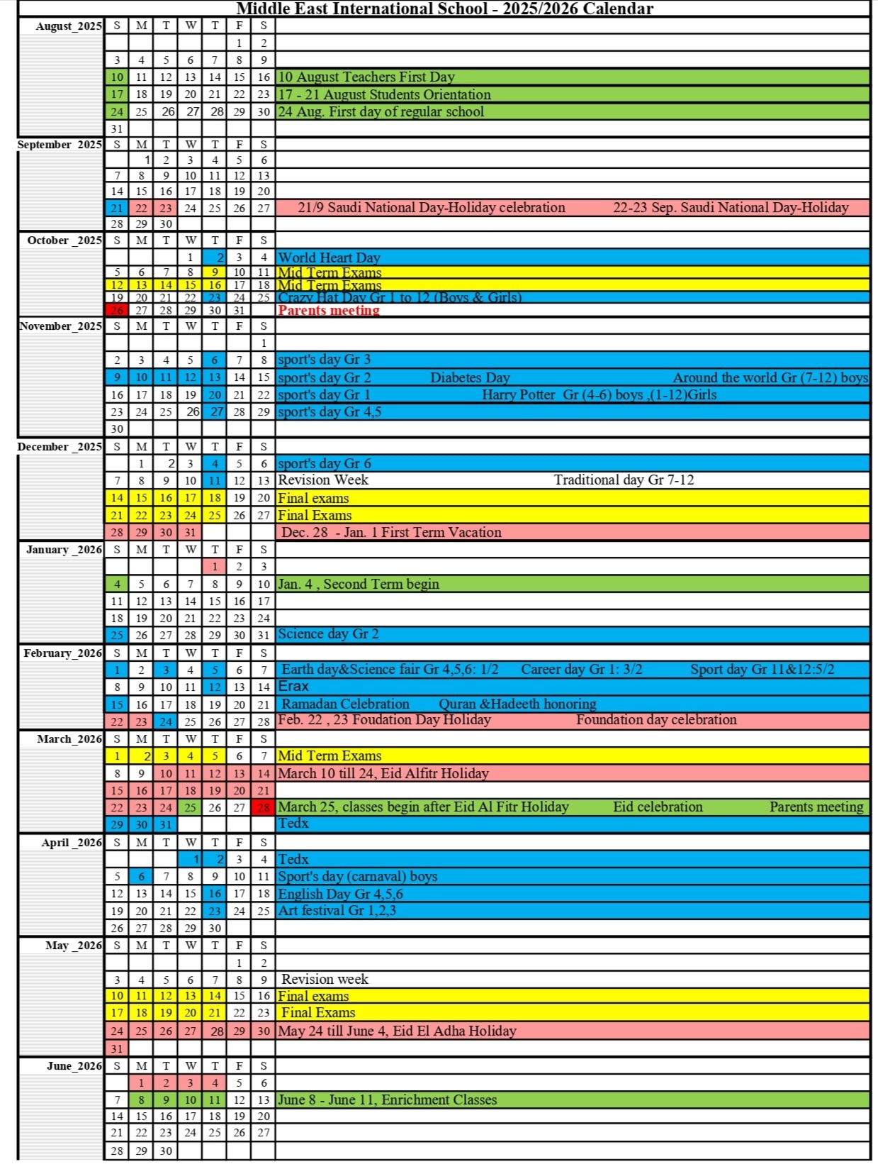 Academic Calendar 2025-26