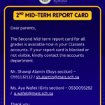 2nd Mid-term Report card 2025-26